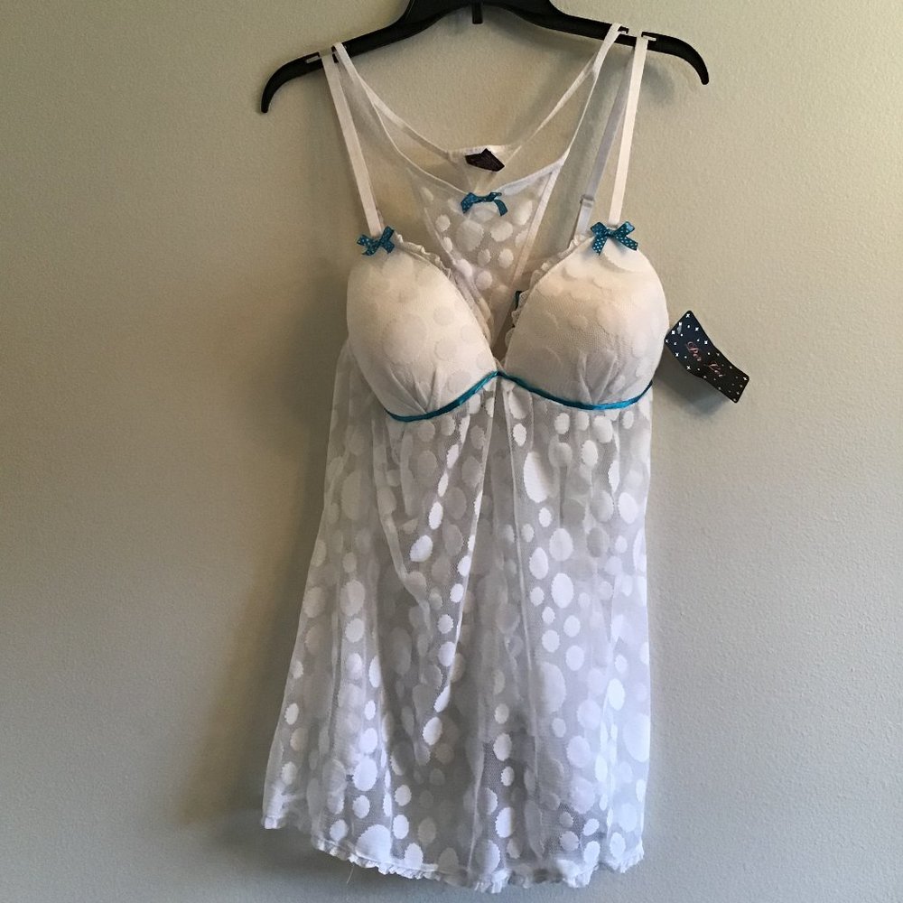 Per Lei plus size 1X white baby doll with G-string